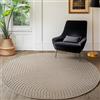 SIMPEX Tappeto a Pelo Corto Rotondo 120 cm Beige, Effetto 3D Alto Basso, Motivo Skandinavo Boho, Tappeto per Balcone e Terrazza, Indoor Outdoor Facile da Pulire