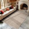 Carpetsale24 Tappeto da Soggiorno 160x230 cm Beige Pelo Alto Design Scandi Boho Effetto Alto-Basso Morbido Shaggy Pelo Lungo Soffice Robusto Facile da Pulire Moderno per Tavolino