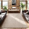 SIMPEX Tappeto 160x230 cm Beige, Pelo Corto con Effetto 3D Alto-Basso, Stile Boho Scandinavo, per Soggiorno, Camera, Cucina o Balcone