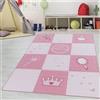 Teppium Tappeto bambini 'Piccola Principessa' per ragazze, motivo corona e bacchetta magica, lavabile, per cameretta e sala giochi, altezza pelo 7 mm Misurare: 80 x 120 cm Colore: Pink-1