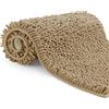Poligono Tappeto Bagno in Microfibra, Tappeto Pelo Lungo 40x60 cm, Tappetini per WC, Morbido, Antiscivolo,Khaki