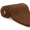 Poligono Tappeto Bagno in Microfibra, Tappeto Pelo Lungo 50x80 cm, Tappetini per WC, Morbido, Antiscivolo, Marrone