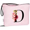 Vavabox Beauty case con iniziali personalizzate dalla A alla Z, regalo di compleanno per donne, regalo per sposa, damigella d'onore (D, Rosa)