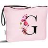 Vavabox Beauty case con iniziali personalizzate dalla A alla Z, regalo di compleanno per donne, regalo per sposa, damigella d'onore (G, Rosa)