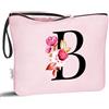 Vavabox Beauty case con iniziali personalizzate dalla A alla Z, regalo di compleanno per donne, regalo per sposa, damigella d'onore (B, Rosa)