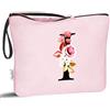 Vavabox Beauty case con iniziali personalizzate dalla A alla Z, regalo di compleanno per donne, regalo per sposa, damigella d'onore (I, Rosa)