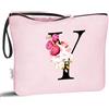 Vavabox Beauty case con iniziali personalizzate dalla A alla Z, regalo di compleanno per donne, regalo per sposa, damigella d'onore (Y, Rosa)