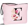 Vavabox Beauty case con iniziali personalizzate dalla A alla Z, regalo di compleanno per donne, regalo per sposa, damigella d'onore (E, Rosa)