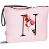 Vavabox Beauty case con iniziali personalizzate dalla A alla Z, regalo di compleanno per donne, regalo per sposa, damigella d'onore (N, Rosa)
