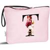 Vavabox Beauty case con iniziali personalizzate dalla A alla Z, regalo di compleanno per donne, regalo per sposa, damigella d'onore (T, Rosa)