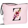Vavabox Beauty case con iniziali personalizzate dalla A alla Z, regalo di compleanno per donne, regalo per sposa, damigella d'onore (Z, Rosa)