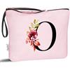Vavabox Beauty case con iniziali personalizzate dalla A alla Z, regalo di compleanno per donne, regalo per sposa, damigella d'onore (O, Rosa)