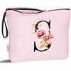 Vavabox Beauty case con iniziali personalizzate dalla A alla Z, regalo di compleanno per donne, regalo per sposa, damigella d'onore (S, Rosa)