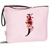 Vavabox Beauty case con iniziali personalizzate dalla A alla Z, regalo di compleanno per donne, regalo per sposa, damigella d'onore (J, Rosa)