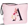 Vavabox Beauty case con iniziali personalizzate dalla A alla Z, regalo di compleanno per donne, regalo per sposa, damigella d'onore (A, Rosa)