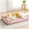 Jolibean Cesto per cani di grandi dimensioni ortopedico, 142 x 102 cm | Cane sfoderabile lavabile in lavatrice, con cuscino laterale morbido, tessuto impermeabile, base antiscivolo, rosa
