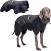 Duuclume Cappotto invernale per cani a collo alto, caldo, impermeabile, a tutto il corpo, con strisce riflettenti, per cani di taglia grande, antivento, abbigliamento per il freddo (blu, 3XL)