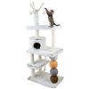 Le Stelle Albero Castello Tiragraffi per Gatti Parco Giochi con Cuccia Pali e Palle Colorate in Sisal 4 Ripiani 155X62X45 cm Colore Bianco