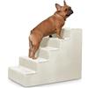 Velora Home&Living VELORA H&L Scala per Cani 5 Gradini Crema - Struttura in Legno Robusta, Rivestimento in Velluto, Scaletta Antiscivolo per Cani e Gatti, Accesso a Divano e Letto, Portata fino a 80 kg