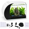 ravixia Acquario con illuminazione a LED e pompa d'acqua, capacità per pesci ornamentali, granchi, piante, ideale per soggiorno, camera da letto, ufficio, decorazione