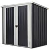 Outsunny Casetta da Giardino in Lamiera di Acciaio, Capanno a Doppia Porta con Sistema di Blocco, 147x86x134cm, Nero e Bianco