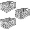 keeeper Set di Cassette da Trasporto, 3 x 64 L, Polipropilene, Robert, Nordic Grey (Grigio)