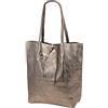 SH Leder ® Kora G266 - Shopper da donna in vera pelle bovina con tasca interna, in diversi colori, 37 x 29 cm, bronzo, L