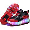Axcer LED Luci Brillantini Skateboard Scarpe USB Ricaricare Sportive con Rotelle Retrattile Doppia Ruota Sneakers Outdoor Multisport Luminose Calzature da Ginnastica per Bambini Ragazze e Ragazzi