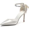 SWDZM One Strap Satin Dolce Arco Bianco Scarpe da Sposa Scarpe da Sposa,Bianco,EU 38