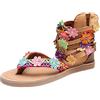 Momolaa Porta Ciabatte Flower Round Women's Flip-flop Striped Wide Toe Shoes Flat Roman Zipper Back Sandals Sandali da donna Fiocco (Multicolor, 40)