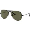 Ray-Ban Pilot Aviator originale con kit di cura, Matt Black | Green Polarized, Large 58
