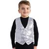 Dress Up America Gilet di Paillettes per Bambini - Gilet Argento Lucido da Ballo per Bambini e Bambine, Costume Unisex Luccicante per Festa, Spettacolo Teatrale e Carnevale