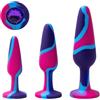 Future of your pleasure Sensual Fops Set di 3 Plug Anali Arcobaleno - Design Gioiello con Diamante in Cristallo, 3 Taglie (S-M-L) per Stretching Progressivo, Silicone Premium per Donna e Uomo, Colorato A143