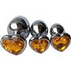 ANGKKY Set di 3 giocattoli anali di lusso in metallo a forma di cuore, S&M, per adulti, gay, donna, uomo, regali per principianti, coppie, taglia grande/media/piccola, giallo