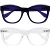 OPULIZE BIG Occhiali luce blu donna e uomo - Lenti Antiriflesso e Antibagliore - Confezione da 2 - Occhiali per computer - Protezione UV - Oversize e Rotondo - Indigo Chiaro
