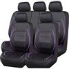 VFRTAAZ Coprisedili Auto Coprisedile In Similpelle Coprisedile Universale Per Auto A Cinque Posti Per Tutte Le Stagioni Protezione Completa Per Sedili(Purple-Black)