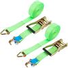 DAJAVE Set di 2 Cinghie a Cricchetto, 10M Cinghia di Ancoraggio con Tenditore a Cricchetto e Ganci, Larghezza 50mm Cinghia Fissaggio a Cricchetto Ratchet, Verde, Gancio a J, Fino a 4000 kg