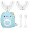 Fiotha Spazzolino Elettrico per Bambini a Forma di U, 360°Spazzolino Elettrico Bambini con 2 Testine in Silicone a Forma di U e 2 Testine per Bambini e Bambine 2-12 anni (Blu-A)