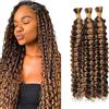 Tuheerst Bulk hair for Braiding P4/27 Highlight Blonde Deep Wave capelli umani 3 Bundles/Pack No Weft Premium Braiding Hair Extensions for Boho Braids With Minimal Tangle 12 12 12 Inch
