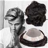 ScAua Toupee for Men Fine Mono Lace Base Hair System Human Hair Replacement Hair Piece (8 by 6,1B# Natural Black)