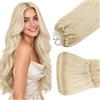 Hetto extension Microring Capelli Veri Biondo Platino 35cm 50Ciocche