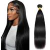 Hxxcoup Straight Bundles Human Hair #1B Natural Black Prolungamento Capelli Unprocessed Double Weft Weave Brazilian Remy Virgin Human Hair Extension 100g/bundle 14 Inch