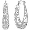LeCalla Orecchini a cerchio in argento Sterling 925 | Orecchini a cerchio in argento 925 con filo sottile | Orecchini a cerchio ovali di medie dimensioni per donne, Medium Large, Argento, Non pietra