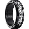 King Will Intertwine - Anello da uomo in acciaio inossidabile, 8 mm, con catena centrale, colore: nero e blu