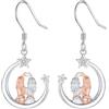 Fryneauy Fiore E Animale Carino Orecchini Pendenti Con Chiusura A Leva In Argento Sterling S925 Orecchini Pendenti Gioielli Regalo Per Donna IT1