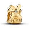 PANDORA Moments 764631C01 - Ciondolo a forma di mulino a vento con lega di metallo placcata oro 14 carati e cristallo artificiale, compatibile con Moments