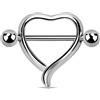 PiercingDoc Piercing per capezzolo in titanio a forma di cuore, argento, senza nichel, con brillantini