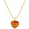 Sakrami Collana Argento 925 Dorato con Ciondolo Cuore in Ambra Naturale color Miele o Verde - per Donne e Ragazze + Scatola Personalizzabile - Idea Regalo San Valentino e Anniversario (Miele)