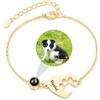 ZqlDDayUP Bracciale con foto circolare e impronta di zampa personalizzato con nome