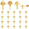 SUPERFINDINGS 24 pz Spille con Croce Dorata Spille con Croce In Lega Distintivo In Metallo per Funerale Chiesa Pregate Evento Pubblico Spilla Da Bavero Sfusa per Zaino 2.5x1.6cm